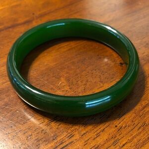 Estate Jade Bangle Bracelet, Dark Green